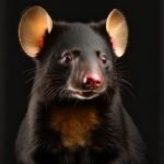 Vista frontal de la cabeza del demonio de Tasmania