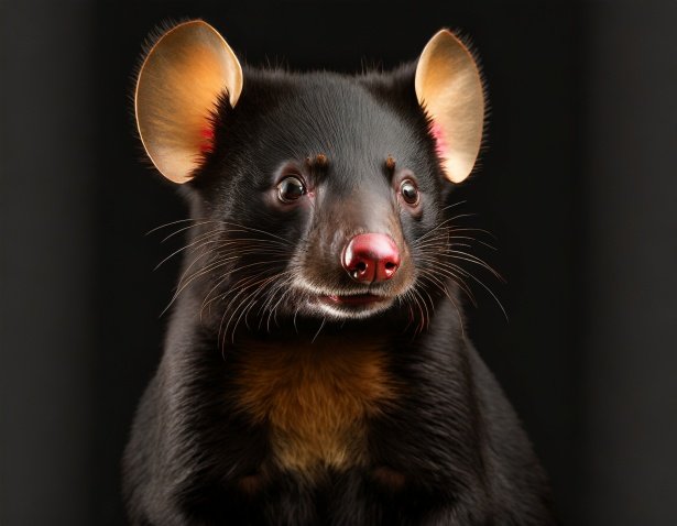 Vista frontal de la cabeza del demonio de Tasmania